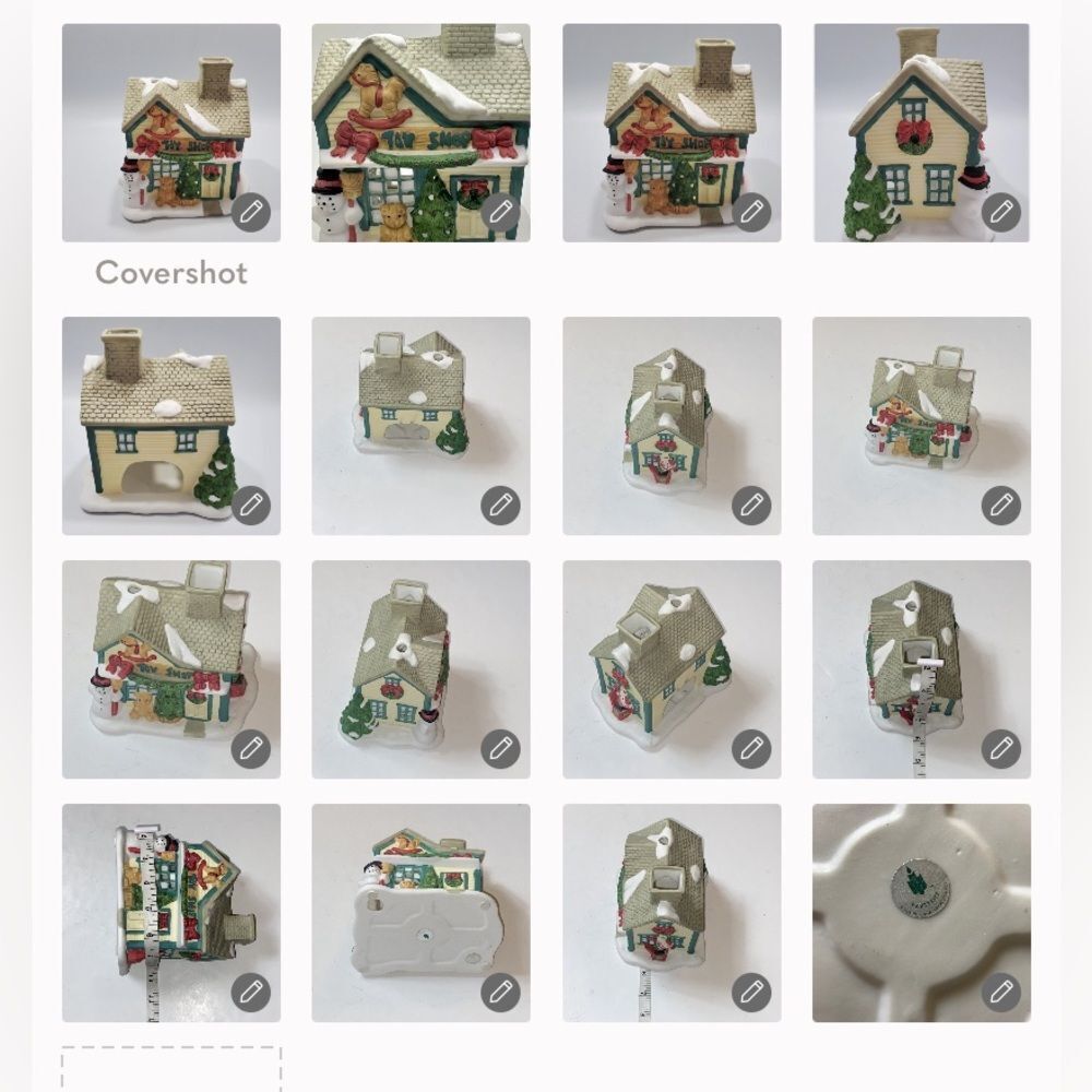 VTG Partylite Toy Shop Snow Village Christmas W/ Tree Snowman Teddy Bear Horse